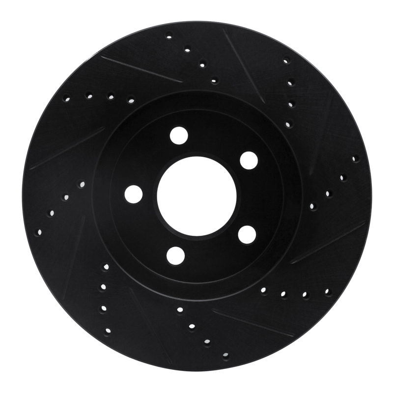 Ford Crown Victoria Brake Rotor (1) - Front Left - R1 Concepts - Drilled & Slotted - Black - `03-`11